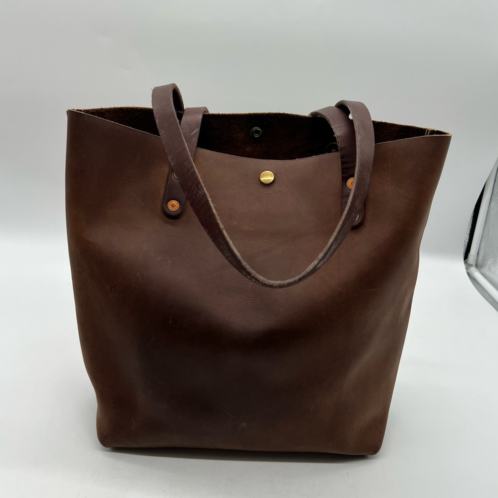 KMM & Co Women’s Brown Kodiak Leather tote full grain soft 13in Handles handbag